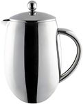 Café Olé BFD-08 BFD Cafetière, 1 Litre 3 Cup Double Walled Stainless Steel French Press Coffee Maker, Mirror Finish