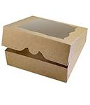 CHERRY 10"x10"x3"Brown Bakery Boxes with PVC Window for Pie and Cookies Boxes Small Natural Kraft Paper Box 10x10x3inch (Brown, 15)