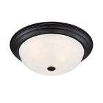 DESIGNERS FOUNTAIN 15 inch Modern 3-Light Flush Mount Ceiling Light Fixture, Oil Rubbed Bronze with Etched Glass Shade, 1257L-ORB-W