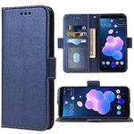 WWAAYSSXA Compatible with HTC U12 Plus Wallet Case Wrist Strap Lanyard Leather Flip Cover Card Holder Stand Cell Accessories Folio Phone Cases for HTC U 12 Plus/HTC U 12 + 2018 Women Men Blue