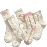 CYee 5 Pairs Floral Socks Downtown Girl Lace Ruffles Ankle Socks Gyaru Cottagecore Accessories Preppy Coquette Clothes, Floral, One Size