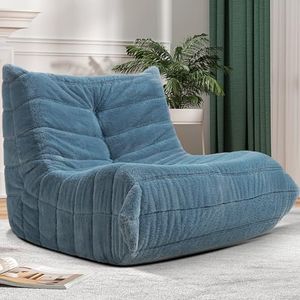Cansunna Bean Bag Chair Sofa Sack Big Beanbag Chair for Adults Fireside Bean Bag Lounger Memory Foam Chair for Home, Apartment or Gaming Venue (BLUEGREYPLUSH)