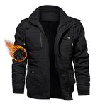 TACVASEN Men's Hooded Military Tactical Jacket Windbreak Fleece Coat Black, US L