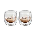 Judge Double Walled Glass Whiskey Lowball Cups, Set of 2, 200ml - Vacuum Insulated, Handcrafted Artisan - Strong, Heat Resistant & Dishwasher Safe