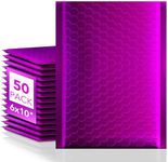 Fuxury Foil Bubble Mailers 6x10" 50 Pack,Sturdy Padded Envelopes Usable Size 6x9",Strong Adhesion Bubble Shipping Envelopes,Thick Opaque Shipping Bags for Mailing Jewelry Makeup Gift Small Item Purple