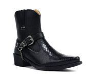 BARTIUM Men's New Smart Chain Buckle Cuban Heel Cowboy Boots 6-12 UK Size