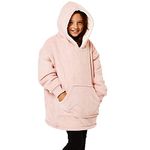 Sienna Kids Oversized Hoodie Blanket Ultra Soft Plush Wearable Sherpa Fleece Warm Throw Blanket Cosy Sweatshirt, Kids - Blush Pink