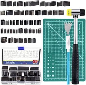 Glarks 55Pcs Hole Hollow Punch Cutter Tool Kit Includes 52 Shape One Set, Carving Knife with 5pcs Blades, Rubber Hammer and A5 Cutting Mat for Handmade DIY Leather Craft, Blue