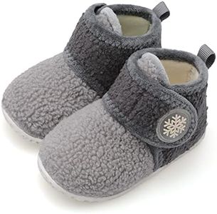 FEETCITY Baby Booties Boys Girls Cozy Fleece Boots with Grippers Infant Slipper Socks Toddler Crib Winter Shoes for Boys Girls 18-24Months