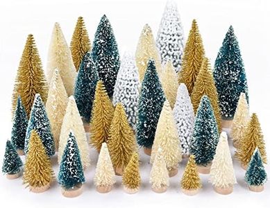 DearHouse 33PCS Artificial Mini Christmas Trees, Mini Pine Tree Sisal Trees with Wood Base Bottle Brush Trees for Christmas Table Top Decor Winter Crafts Ornaments