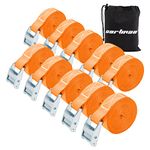 Cartman 1 inch x 12'Lashing Straps Cargo Tie-Down Strap Up to 600lbs, 10pk in Carry Bag, Orange