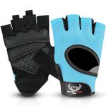BEAST RAGE Weight Lifting Gloves for men and women, Gym Gloves for Crossfit.Breathable,Non-Slip Silicon padded palm Protection workout gloves for weightlifting, Cycling,Strength training (AQUA, L)