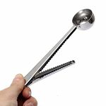 Coffee Scoop Stainless Steel with Bag Sealing Clip Home Tool Tablespoon Ideal for Ground Coffee Powder Milk Loose Tea Beans Oatmeal 17 X 38 X 25mm in Size (1pc)