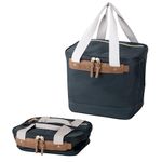 CleverMade Malibu Collapsible Cooler Luxe - 18 Can - Stylish, Structured, Leakproof Collapsible Coolers for Travel That Fold Flat with Carry Handles- Soft-Sided Insulated Tote - Leeward Navy