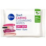 NIVEA Biodegradable Cleansing Wipes Dry Skin (40 sheets), Biodegradable Wipes made from 100% Plant Fibres, Make-Up Wipes, Face Wipes Makeup Remover, Packaging May Vary