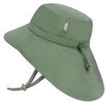 Jan & Jul Adjustable Cotton Adventure Toddler Sun-Hat for Kids Wide Brim (L: 2-5 Years, Juniper Green)