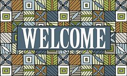 Toland Home Garden 800355 Welcome Floral Checkerboard 1 Decorative Doormat