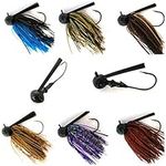 Football Finesse Bass Jig Set - 6 Pack Rubber & Silicone Fishing Jigs with Weedless Hook Heads & Trailers for Swim & Flipping Techniques(1/2oz 5/0)