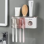 iHave Toothbrush Holders Bathroom Accessories with Toothpaste Dispenser, 2 Cups Toothbrush Holder Wall Mounted Bathroom Decor