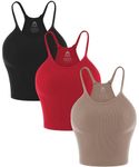 Sunzel Women's Seamless Crop Ribbed Tank Tops with Racerback No Pad 3Pcs