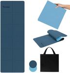 Foldable Yoga Mat,6mm TPE Yoga Mat,Double Layers Exercise Mat with Anti-slip Function&A Storage Bag for Yoga,Pilates and Fitness Exercise,Foldable Fitness Mat 183cm*61cm* 6mm (Dark blue + light blue)