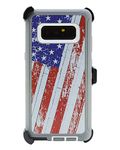 WallSkiN Case for Galaxy Note 8 (6.3") Heavy Duty Full Body Military Grade Drop Protection Carrying Cover Holder | Holster for Men Belt with Clip Stand – American Flag/White