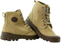 Farm Blue Men's Ranger Boots in Khaki-Tan - High Top Hiking Shoes for Men - Water-Resistant Canvas Combat Boots with Orthotic Insoles - Tactical Shoes for Casual, Work, or Outdoor Wear (Khaki-Tan, 10)