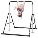 BangTong&Li Gymnastics Bar for Kids Height Adjustable Horizontal Bar Folding Gymnastics Junior Training Bar for Home Gymnastics Equipment (Black)…