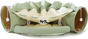 House Of Pets 2 in 1 Cat Bed+ Cat Tunnel for Indoor Cats, Cat Tunnel with Collapsible Washable Cat Home for Small Medium and Large Cats. (Matcha Green)