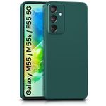 WOW IMAGINE Back Cover for Samsung Galaxy M55 5G | M55s 5G | F55 5G | Ultra Slim Soft Rubberised Case | Inner Velvet Fabric Lining | Matte Silicone Flexible Mobile Case | Camera Protection - Green