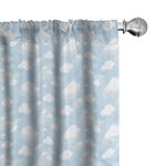 Ambesonne Blue Sky Window Curtains, Continuous Fluffy Clouds Motifs Cartoon Style Rhythmic Design Pattern, Lightweight Decor 2-Panel Set with Rod Pocket, Pair of - 28" x 84", Blue White