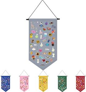 Wall Hanging Brooch Jewelry Storage Case Canvas Display Stand Enamel Pin Display Banner Holder Earrings Necklace Glitter Pin Collection Organizer (Grey)