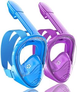 QingSong Kids Snorkel Mask Full Face, Snorkeling Set with Camera Mount, 180 Degree Panoramic View Snorkeling Gear Anti-Fog Anti-Leak
