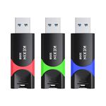 USB Drive 32GB 3 Pack, KEXIN USB 3.0 Flash Drive 32GB USB Stick Thumb Drive USB Drive Swivel Jump Drive Memory Storage 32GB USB 3.0 with LED Indicator(3 Pack Colorful 32GB USB Drives)