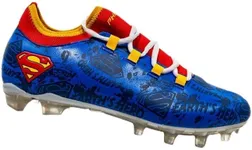 Phenom Elite Superman Velocity 2.0 Youth Football Cleats – Official DC Comics Licensed Lightweight Synthetic Cleats with Traction Plate (Medium, 7.5) Blue