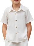 Arshiner Boys White Button Down Shirt Short Sleeve Boys Summer Outfits Size 6（4-5years）