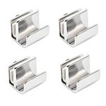 Heuskay 4 Pcs Glass Door Handle,Glass Clip Handle,Zinc Alloy No Drilling Door Clips Clamps Pulls Handles Knobs for Glass 3-5mm Showcase Glass Cabinets Drawer