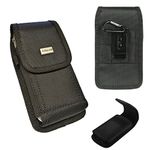 AISCELL Holster for Galaxy J3 2018, J3V, J2, J2 Pure, J2 Core, S10e,Express Prime 3, Amp Prime 3,Rugged Black Pouch Nylon Case Great Fits Slim Single Layer Protective Cover or Naked Phone Sm