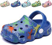 Fadezar Kids Cartoon Clogs Boys Girls Toddler Dinosaur Garden Shoes Slip On Beach Pool Shower Slide Sandals Blue 9-10 Toddler CN 160