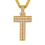 Richsteel Chain Necklace Men Gold Letter Pendant T Bling Initial Women Jewellery