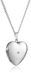 Amazon Essentials Sterling Silver Diamond-Accented Four-Picture Heart Locket Necklace, 18" (previously Amazon Collection)