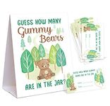 WINGKIND Guess How Many Gummy Bears Baby Shower Game, Self Standing Sign With 50 Cards