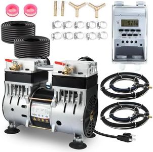 Goldlife A1 Pond Aerator, 1HP 750W 110V/120V 7CFM Aerartion System for Up to 5 Acre Lake, With Air Compressor & 2 100FT Tubings & 2 Diffusers & Timer, for Outdoor Ponds Water Oxygen Circulation
