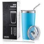 Sivaphe Stainless Steel Travel Tumbler with Straw and Lids, Insulated Coffee Cup Double Wall Vacuum for Men Women, 550ML/20OZ, Blue