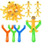 Ainiv Poo Slingshot Toy Small Yellow People, 12 Small People Poo and 3 Slingshots, Finger Shooting Slingshot Prank for Kids and Adults, Squishy Squeeze Toys for Kids Adults Autism and ADHD Prank Toys