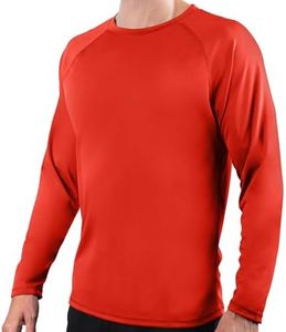 Kanu Surf Men’s Swim Shirt w/Long Sleeves – Quick-Dry, UPF 50+ Workout Rash Guard for Men Loose-Fit Design (Red, X-Large)