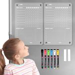 Acrylic Magnetic Family Chore Chart Set for Refrigerator, 2 Pack Dry Erase Chores Board & 6 Colors Markers, Chores Behavior Chart for Multiple Kids and Teens