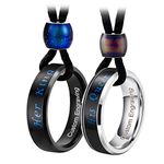 Aienid Mens Rings Engraved Personalized,Stainless Steel Color Changing Mood Rings for Women