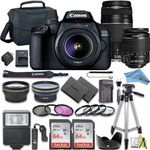 Canon EOS Rebel T100 / 4000D DSLR Camera Bundle + 2pc SanDisk Memory Cards + Accessory Kit (75-300MM + 18-55MM + 64GB)