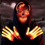 OceanWings Halloween LED Mask with Gloves Light up Costumes Scary Mask for Party Supplies Favor (Red&gloves)